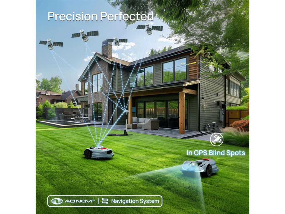 Robot rasaerba autonomo Sunseeker X3 PLUS, tecnologia GPS/RTK/Vision AI con doppia fotocamera per aree fino a 1200 metri quadri