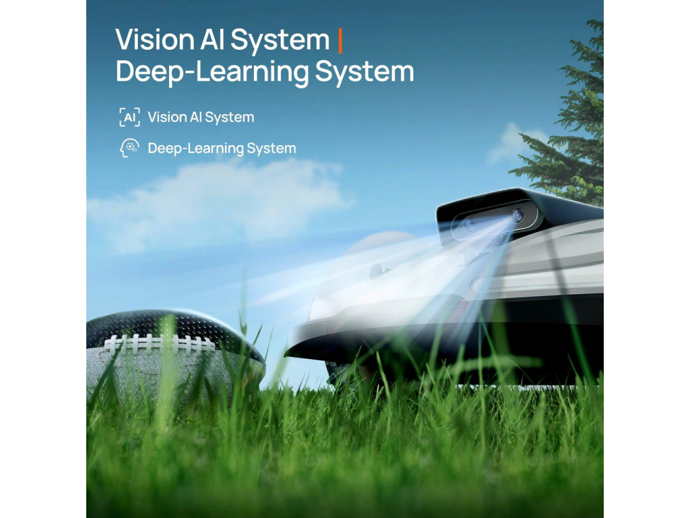 Robot rasaerba autonomo Sunseeker X3 PLUS, tecnologia GPS/RTK/Vision AI con doppia fotocamera per aree fino a 1200 metri quadri