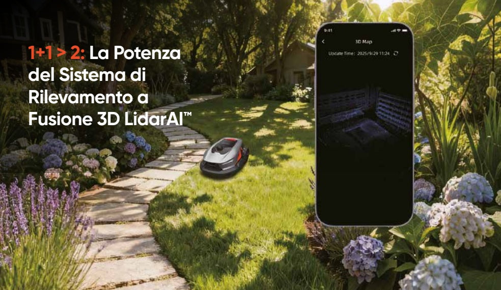 Robot rasaerba autonomo Sunseeker X4 tecnologia LIDAR & Vision AI per aree fino a 1200 metri quadri